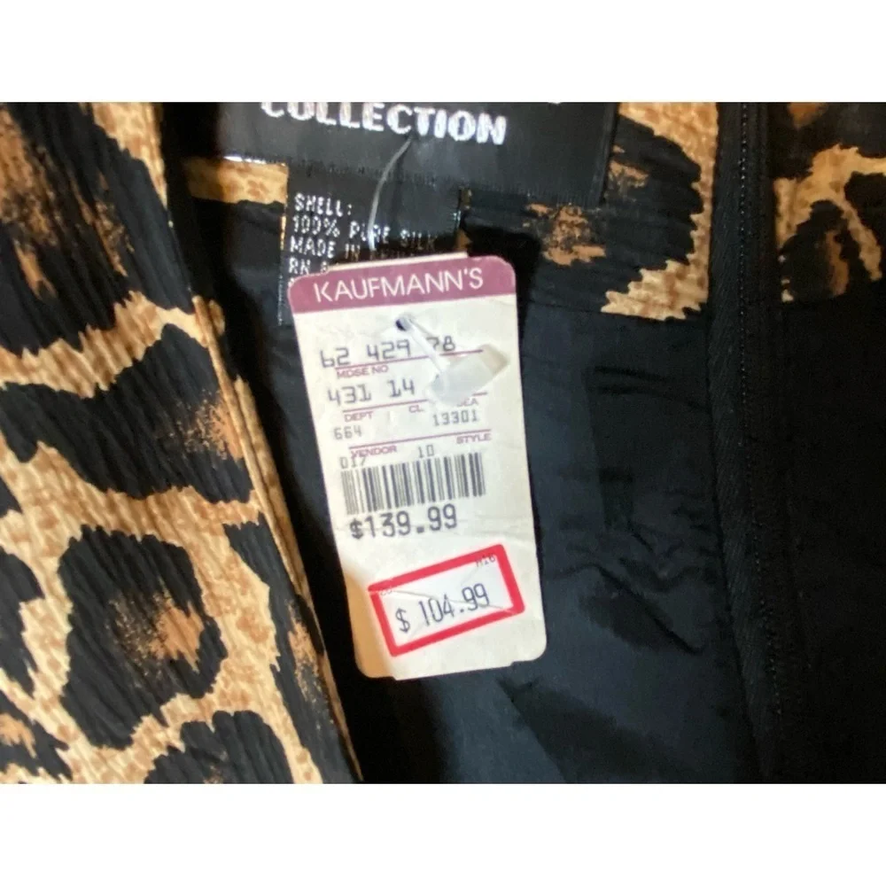 Vintage Silk Dress Size 4 NWT PATRICK COLLECTION Leopard Print Tailored - Picture 7 of 7